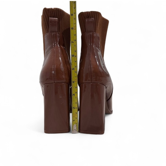 Line NewSteve Madden Shine Boots Cognac Pointed Toe Block Heel Slip On 9.5 - Picture 6 of 8